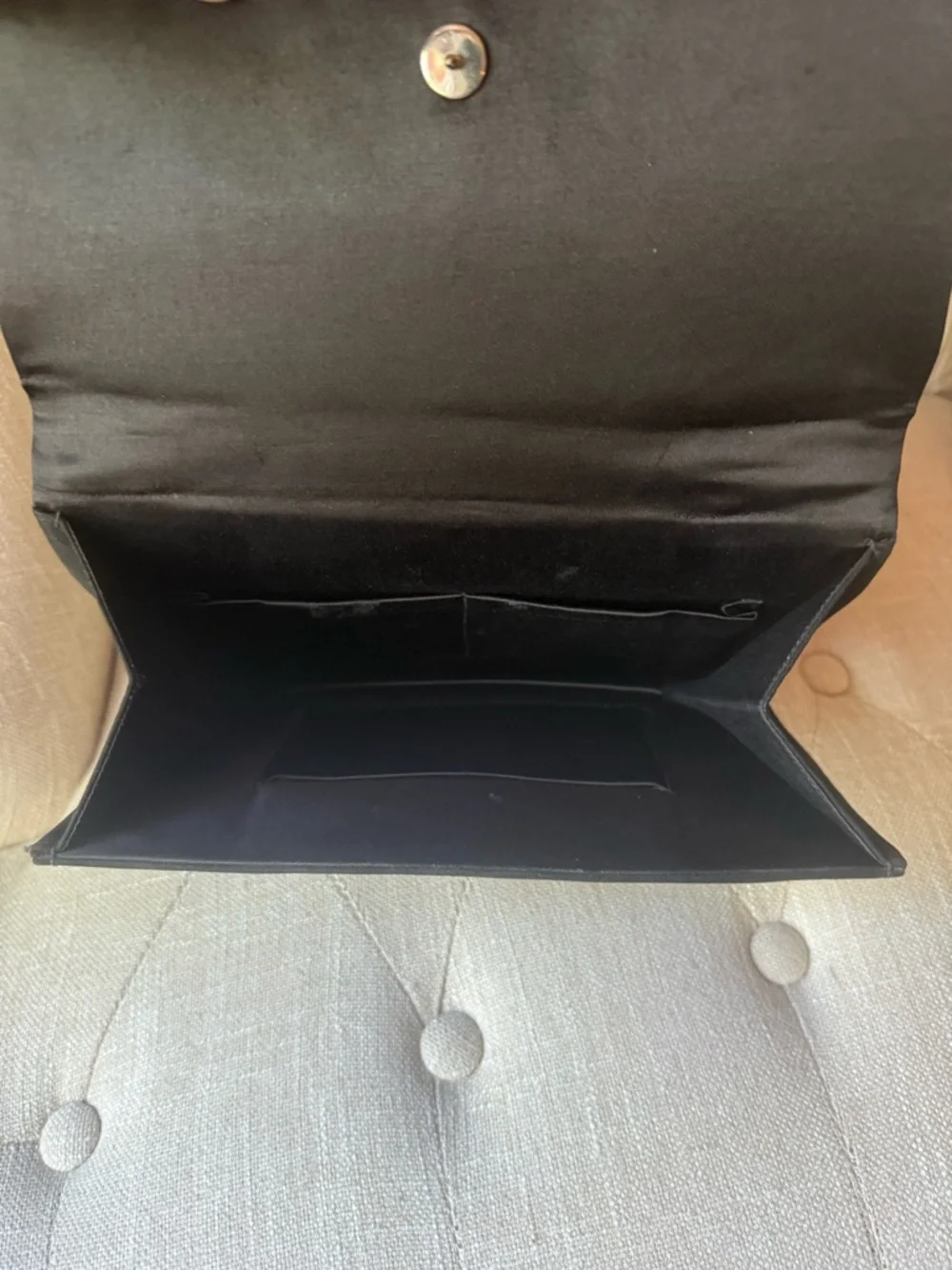 Vintage Inspired Black Satin & Suede Evening Bag Bow Accent Top Handle